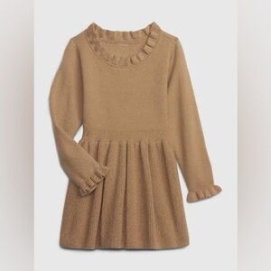 GAP Toddler CashSoft Ruffle Sweater Dress toddler girls tan brown 2T